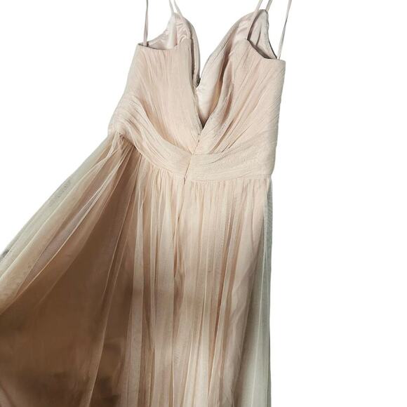 AMSALE Blush Pink Sweetheart Neckline Hourglass Chiffon Strap Maxi Dress Size 6 - Picture 5 of 15